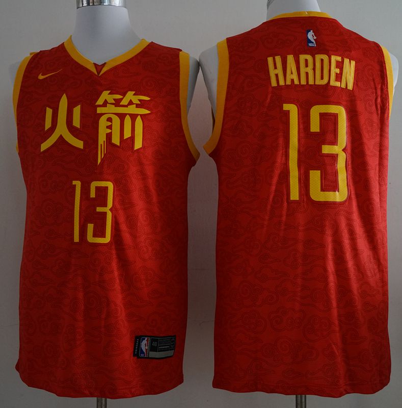 Men Houston Rockets 13 Harden Red City Edition Game Nike NBA Jerseys